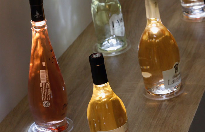 Bottles of white and rosé wine