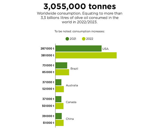 Infographic on the main consumers of olive oil